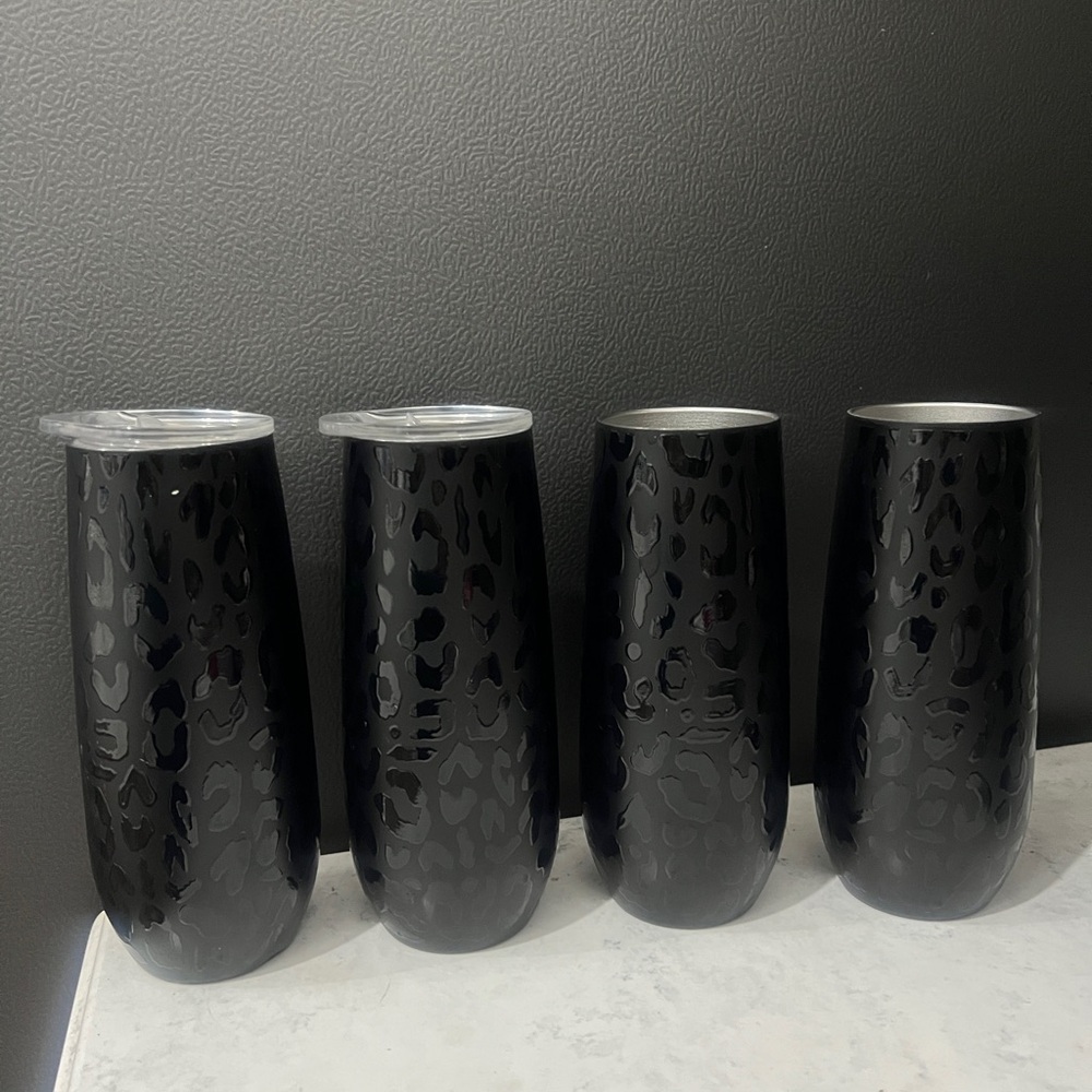 Elegant Black Leopard Print Tumblers